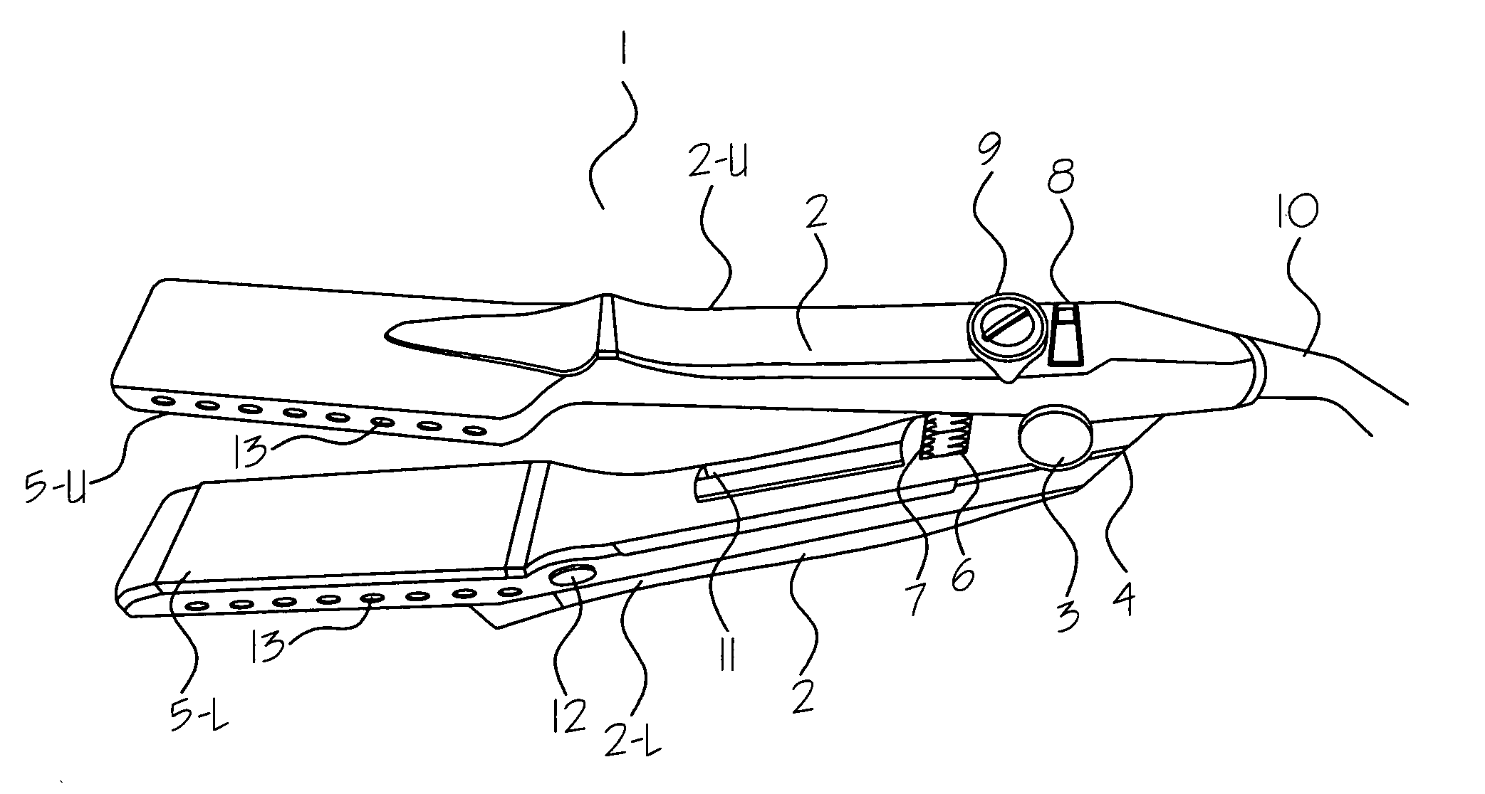 Electric hair straightening iron equipped with a generator producing anion and ozone