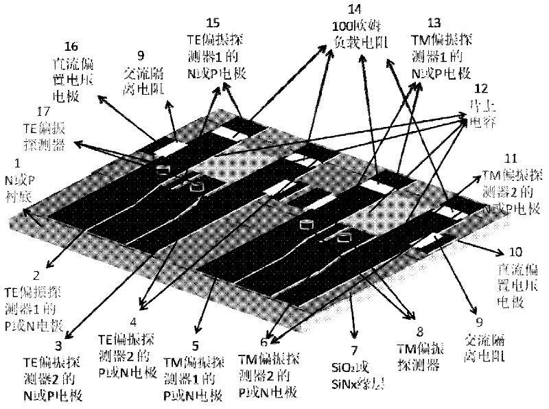 Monolithic integrated orthogonal balanced light detector