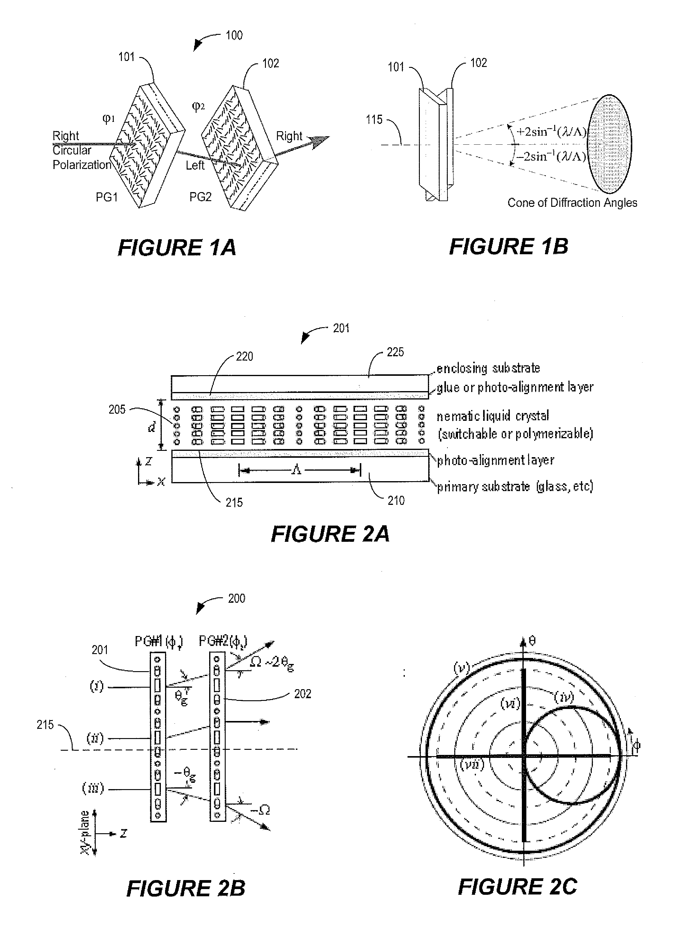 Beam steering devices including stacked liquid crystal polarization gratings and related methods of operation
