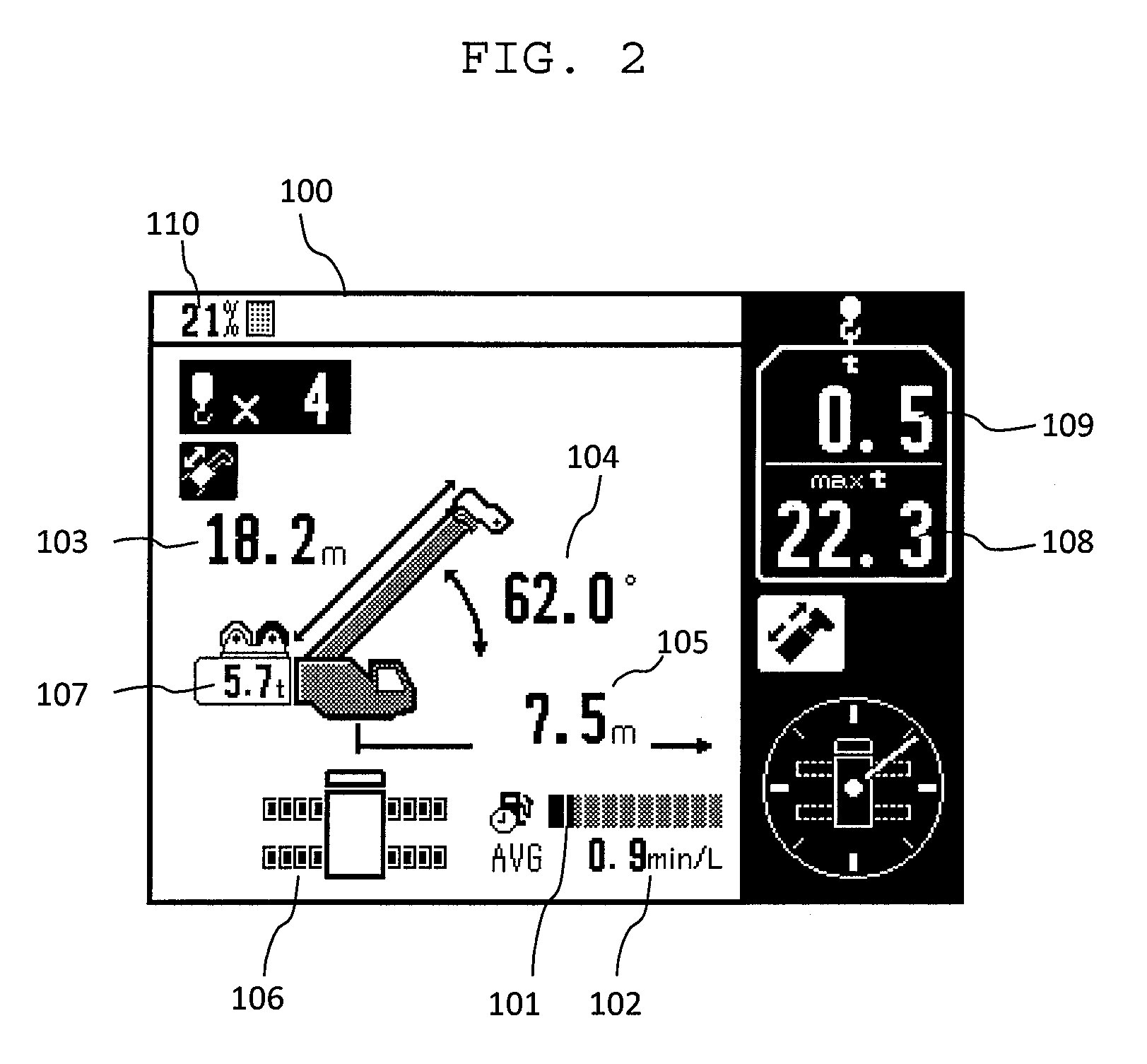 Fuel consumption display apparatus for crane