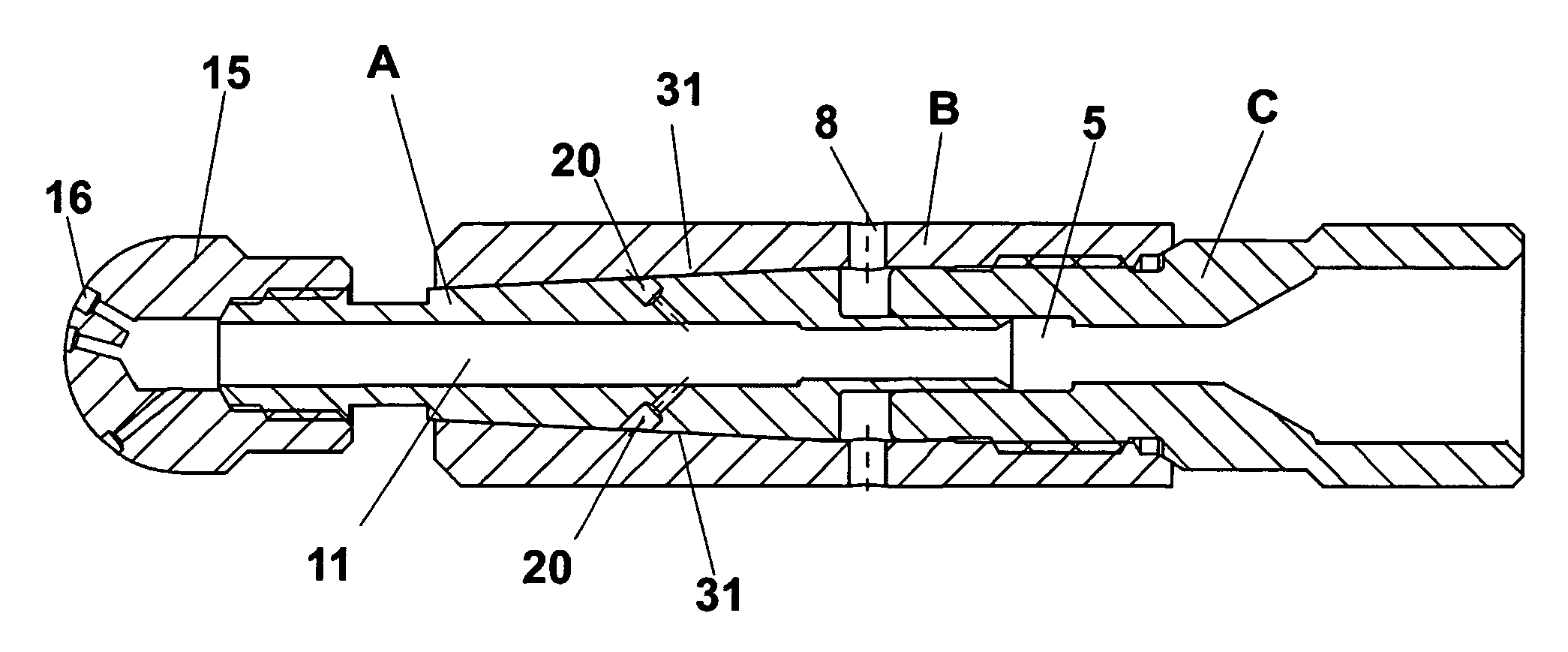 Self regulating fluid bearing high pressure rotary nozzle with balanced thrust force