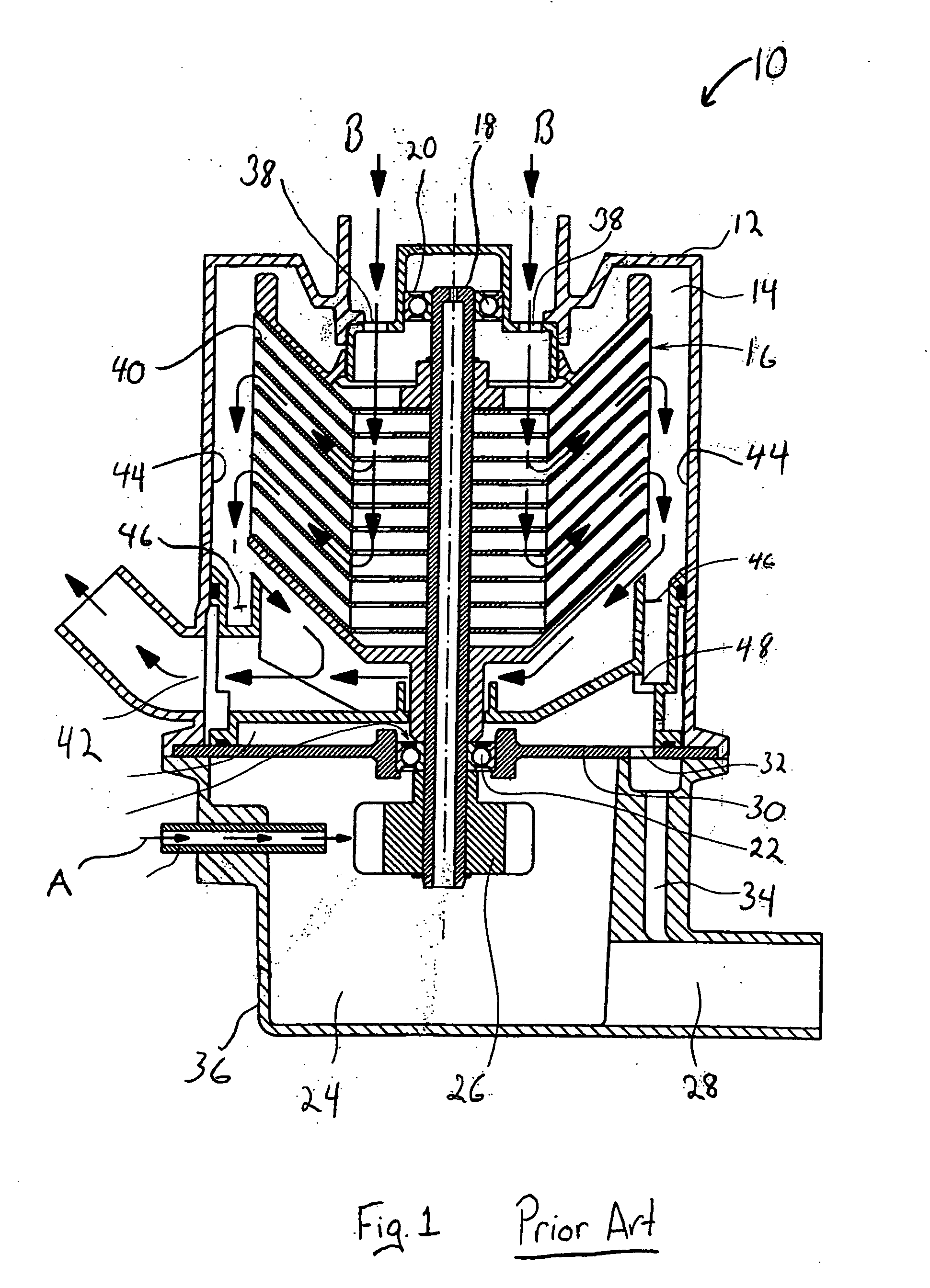 Centrifugal separator for cleaning gas generated by an internal combustion engine and a method for operating the same