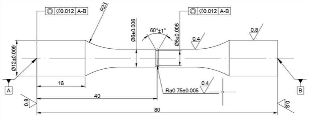 Rotary bending fatigue specimen V-shaped notch abrasive flow grinding device and process