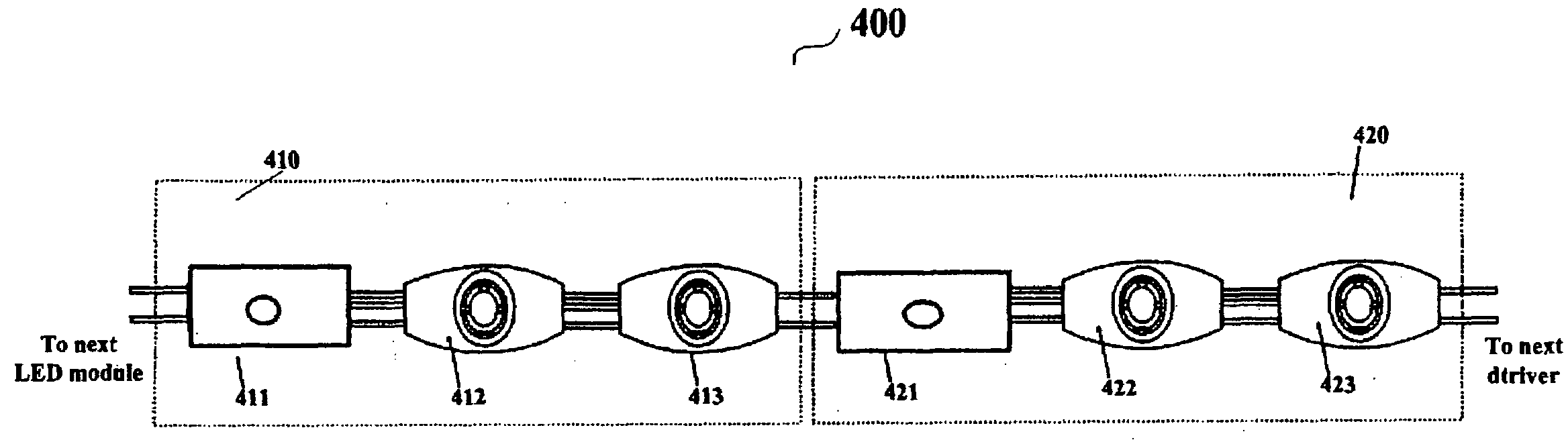 LED module, and LED chain containing the same