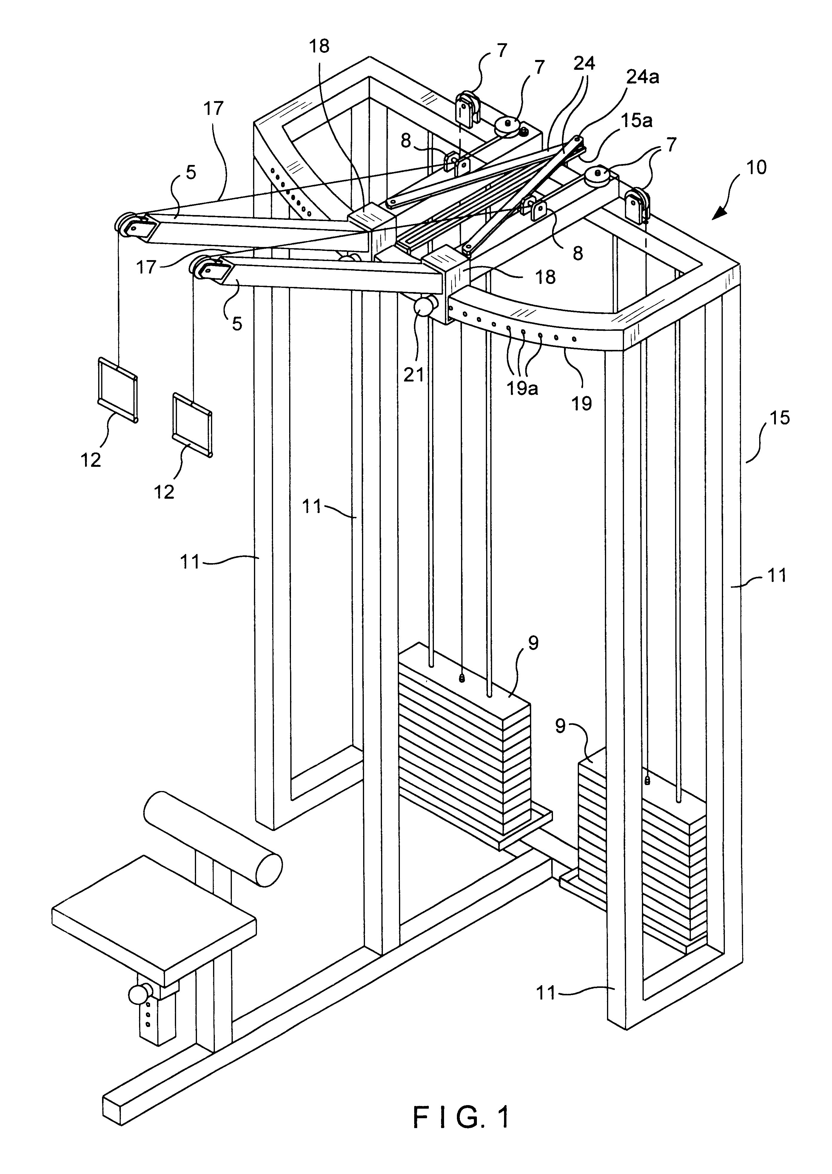 Exercise machine for exercising latissimus dorsi muscles and other muscles