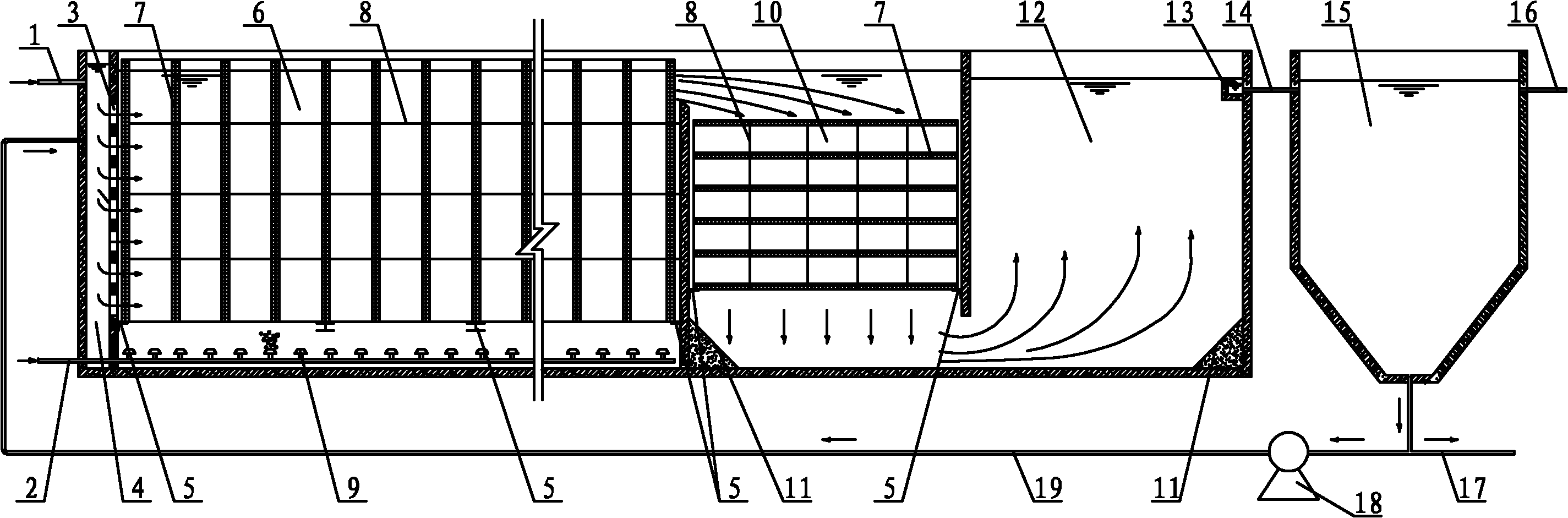 Method for treating sewage by utilizing grid aeration tank