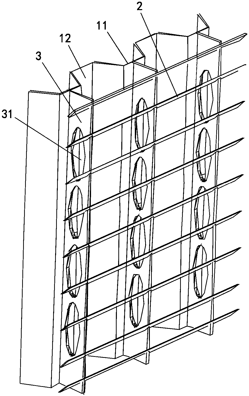 Longitudinal and transverse dual-function settling purifying device and settling tank comprising same