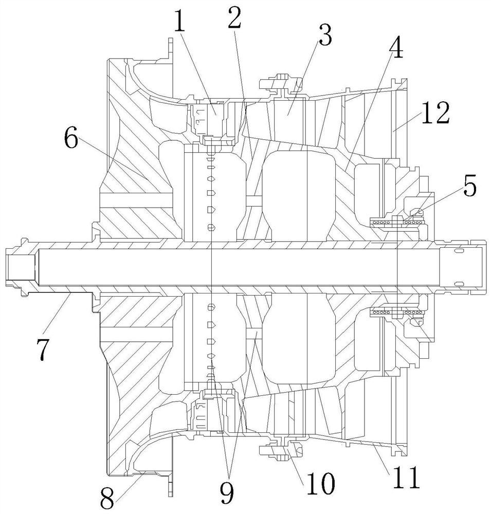 Two-stage axial flow gas compressor