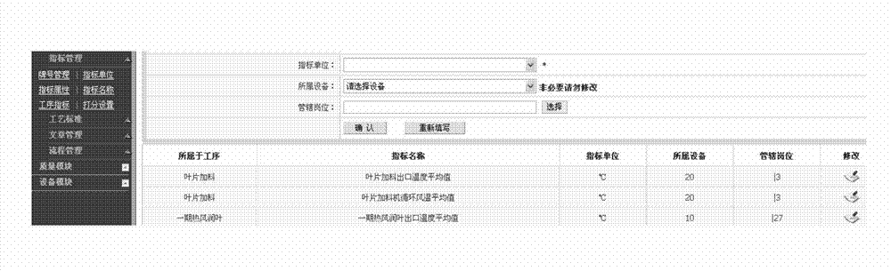 Quality monitoring system and method of tobacco primary process