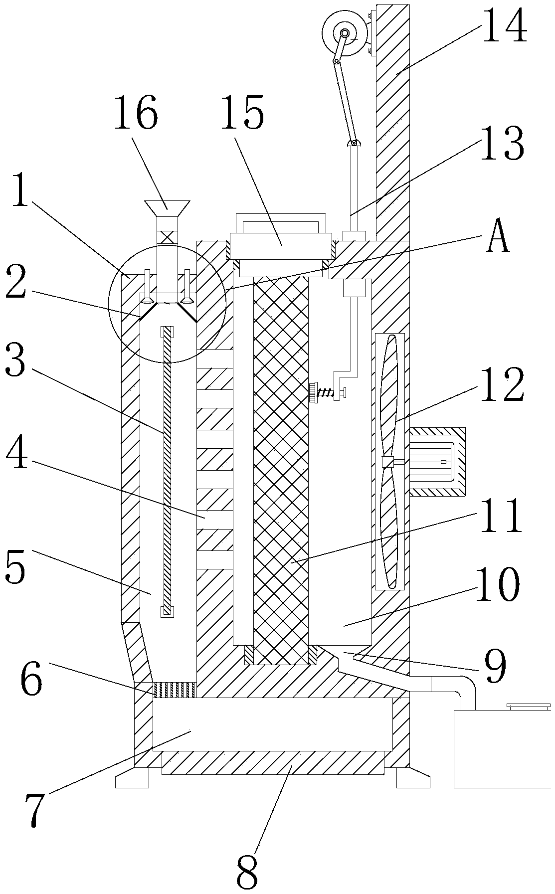 Self-ventilating coal-mine dust removing device