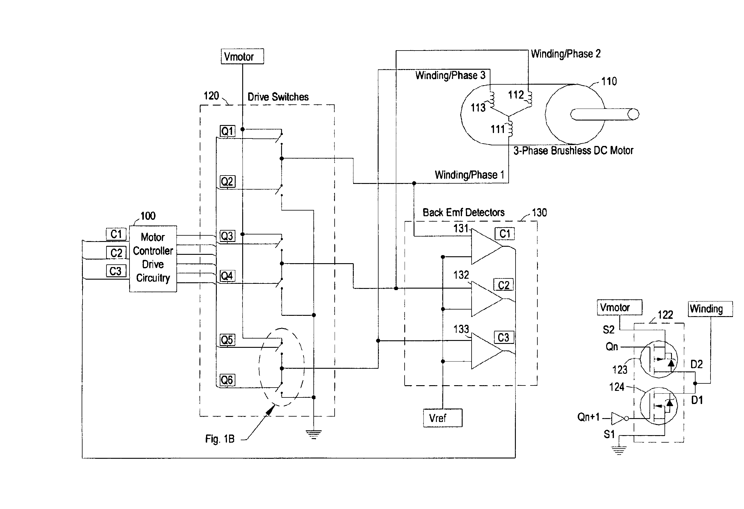 Digital adaptive sensorless commutational drive controller for a brushless DC motor