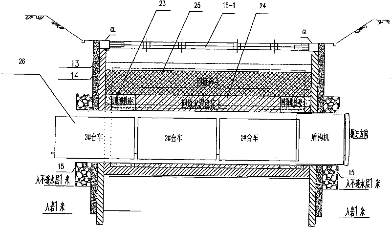 Construction method for complex geological section earth pressure balance shield passing middle air shaft