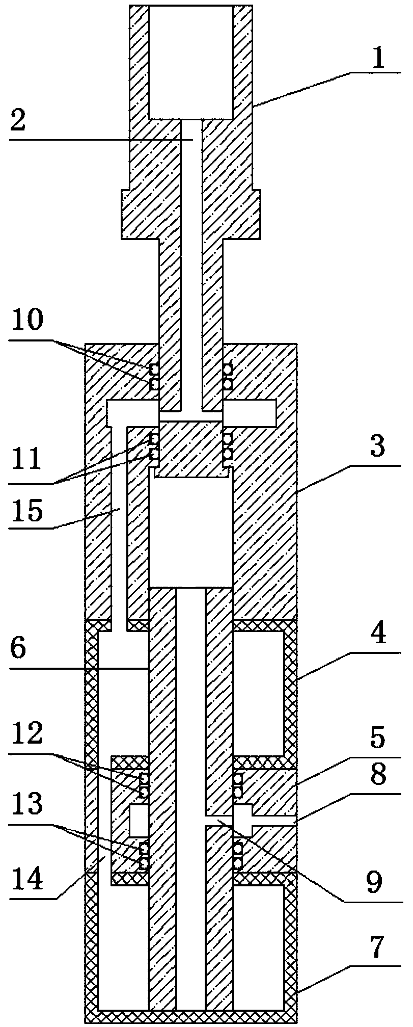 Hydraulic fracturing ground stress testing device with equal diameter design