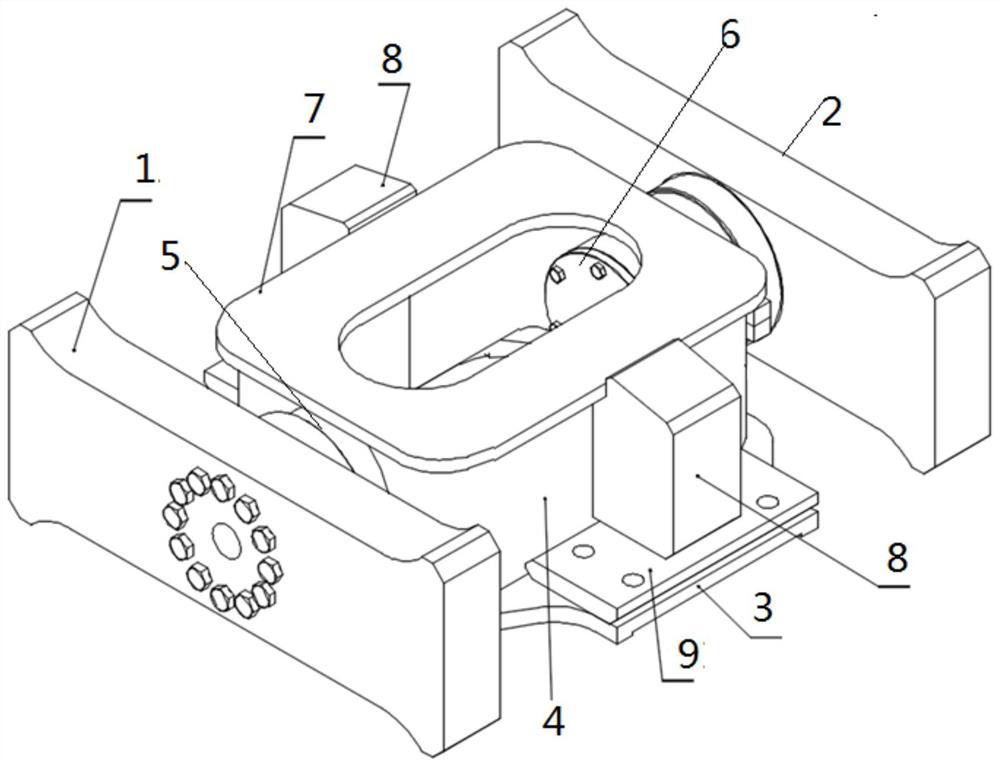 Swing frame for underground scraper