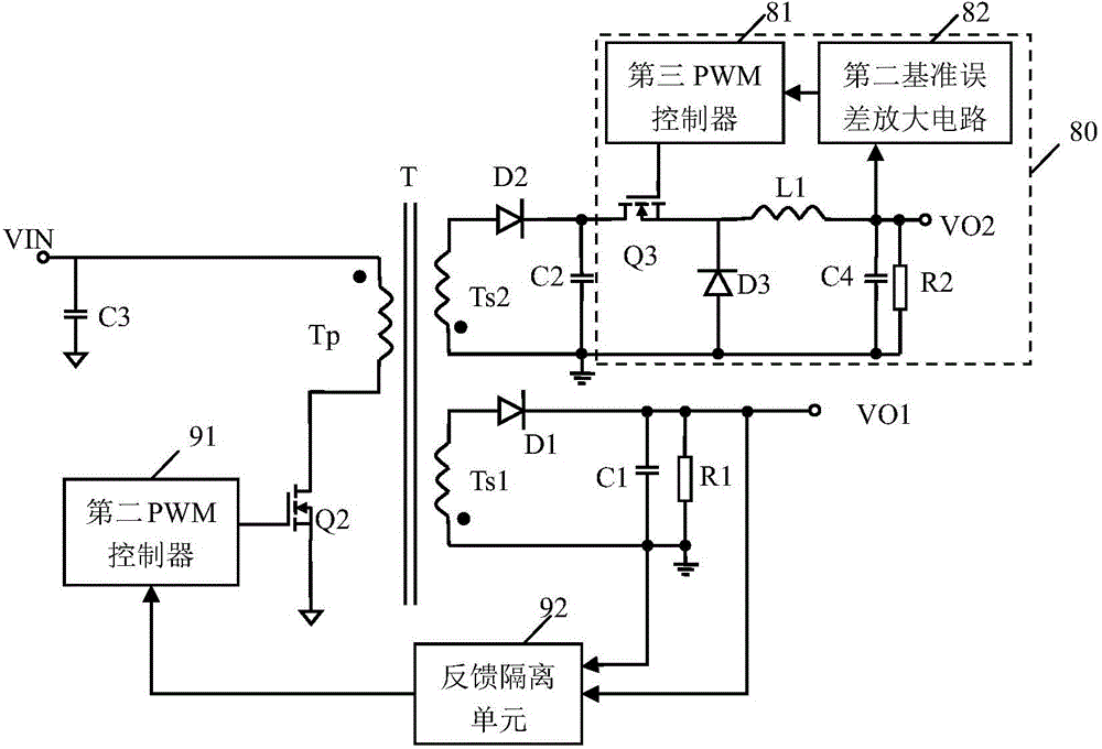 Multipath output flyback converter