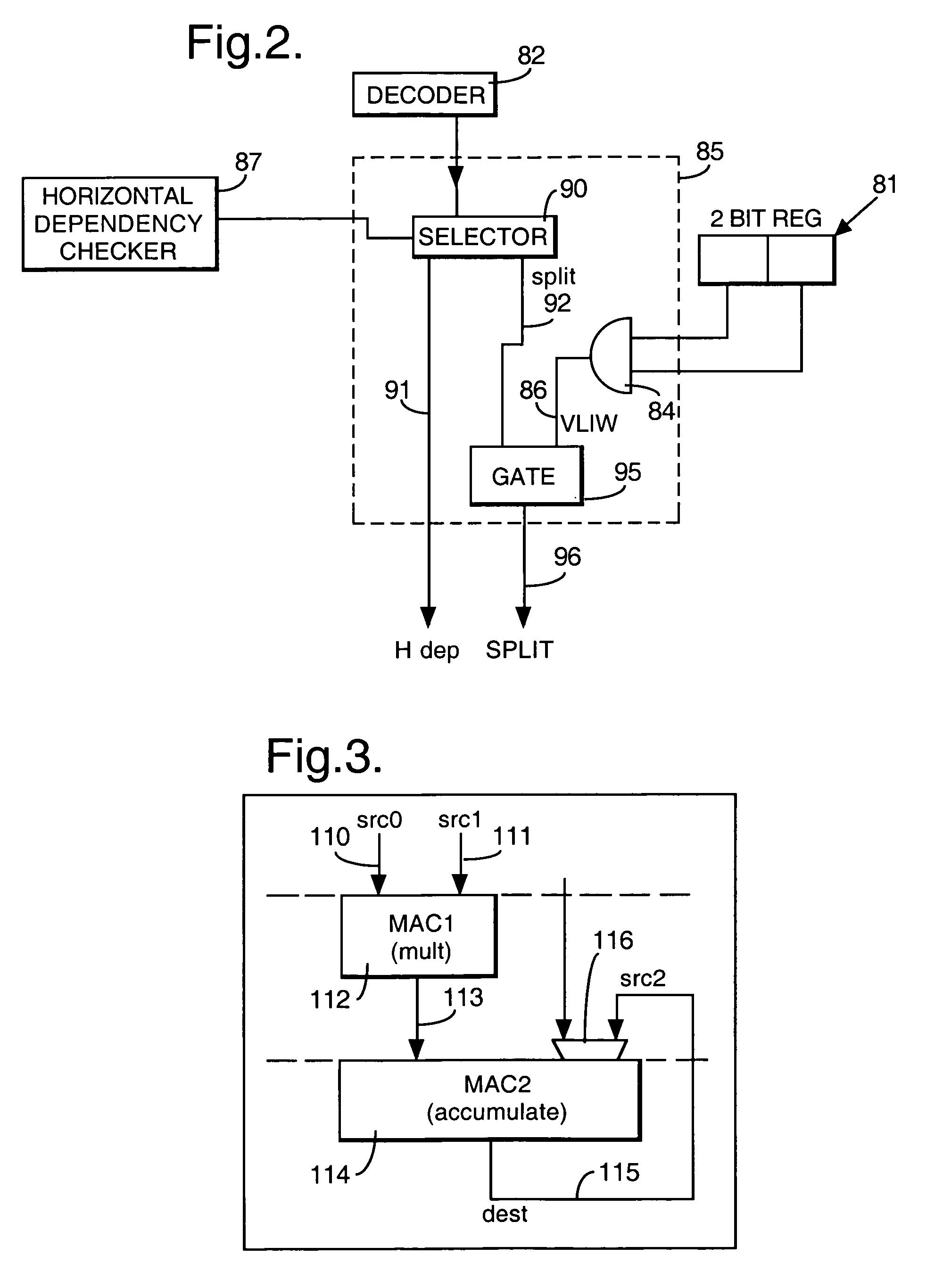 Selective vertical and horizontal dependency resolution via split-bit propagation in a mixed-architecture system having superscalar and VLIW modes