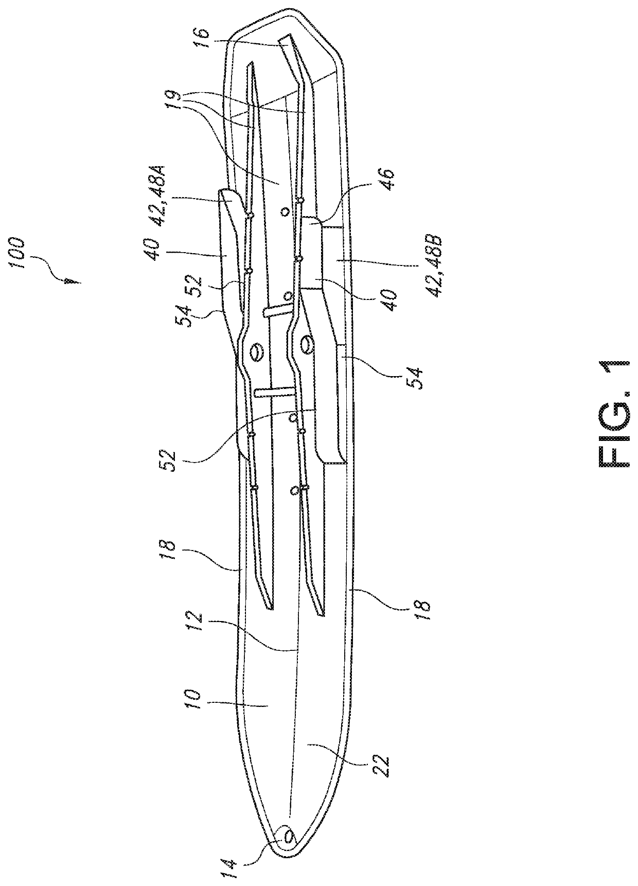 Vented ski with modified keel