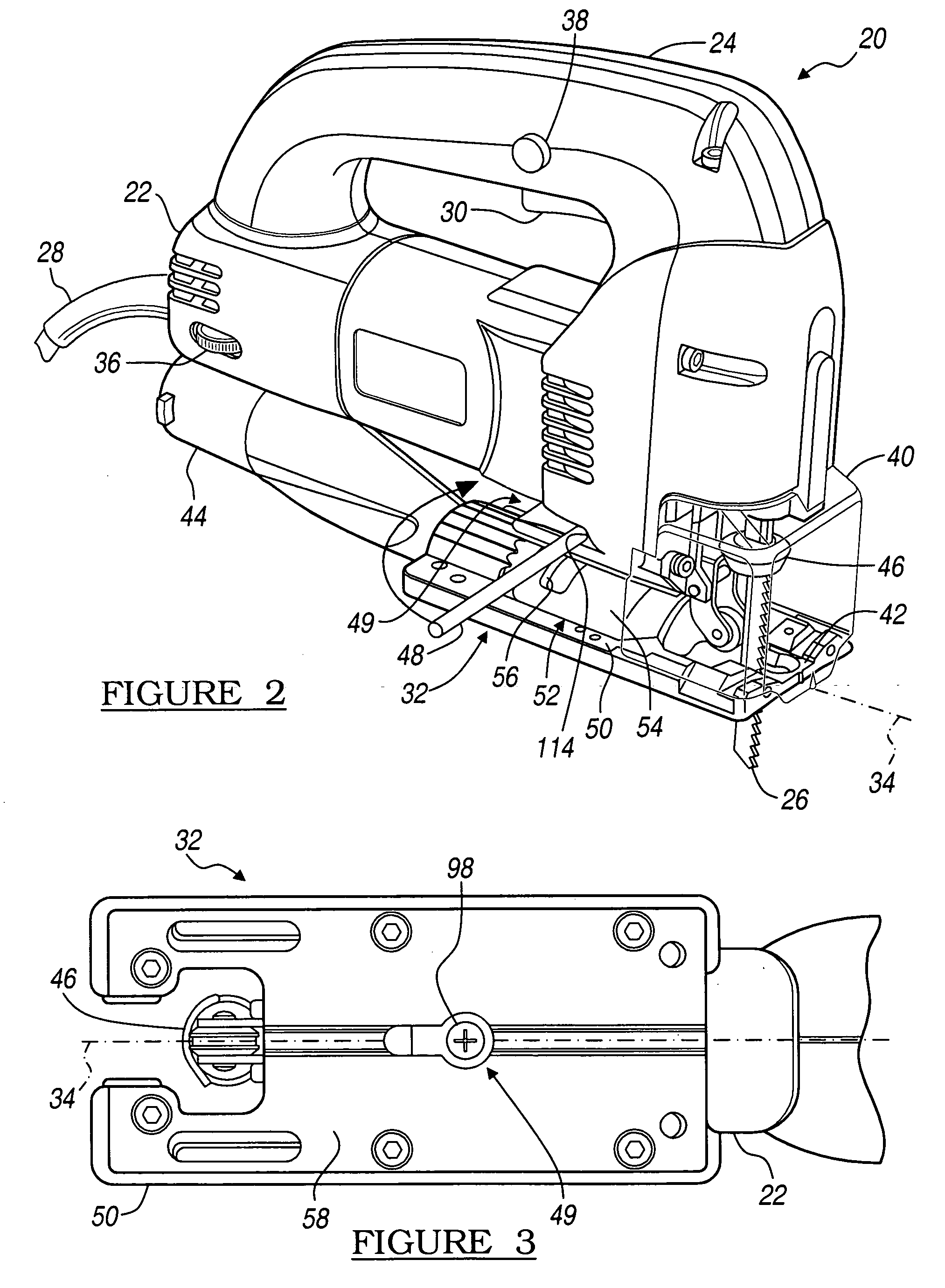 Toolless adjustable base for a portable saw