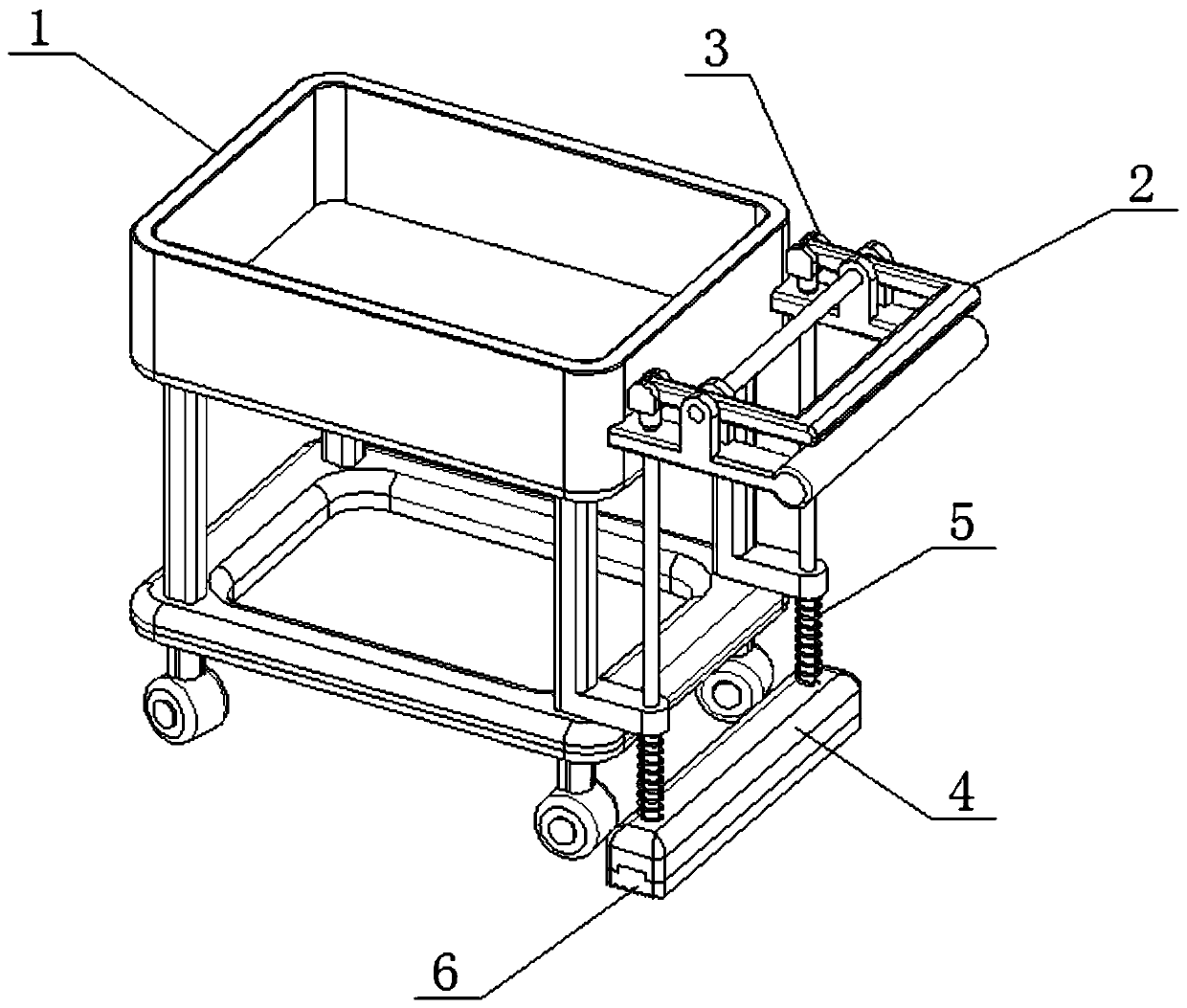 Self-locking braking device for mobile cart