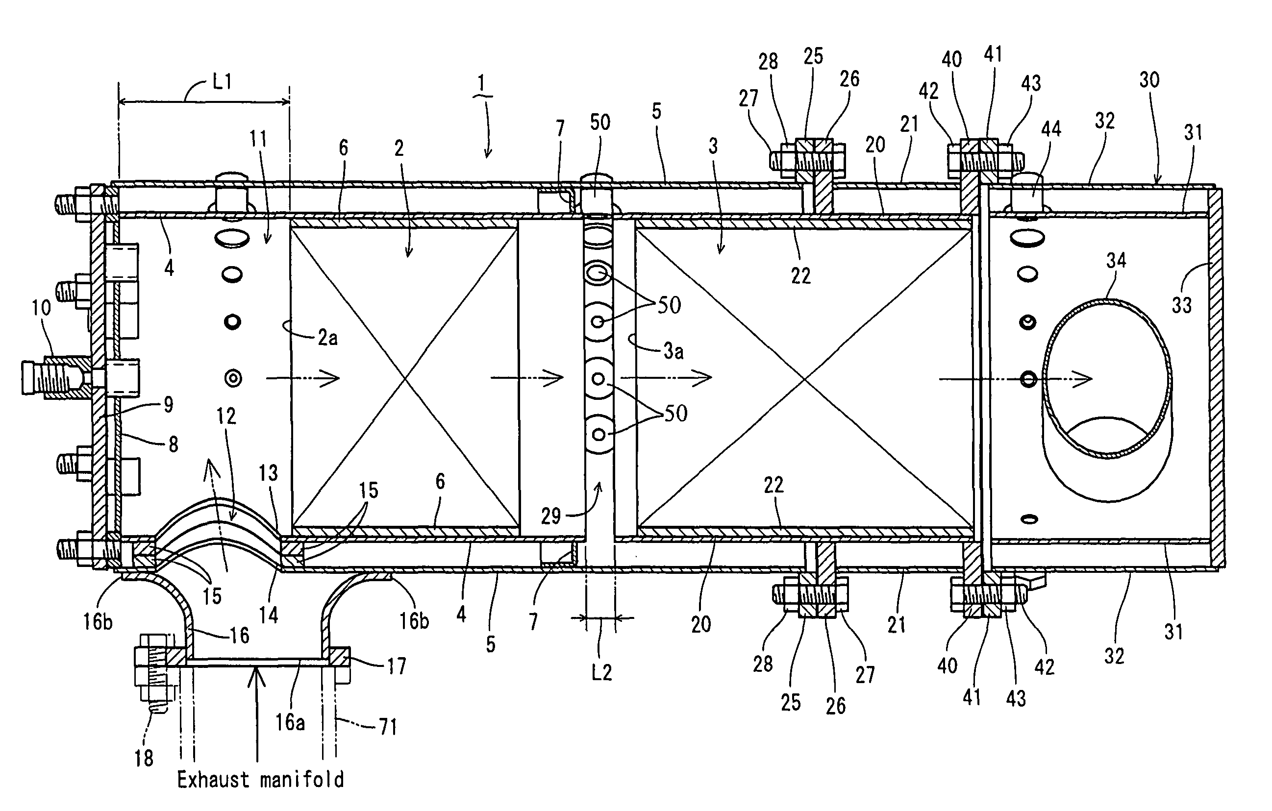 Exhaust gas purifying device