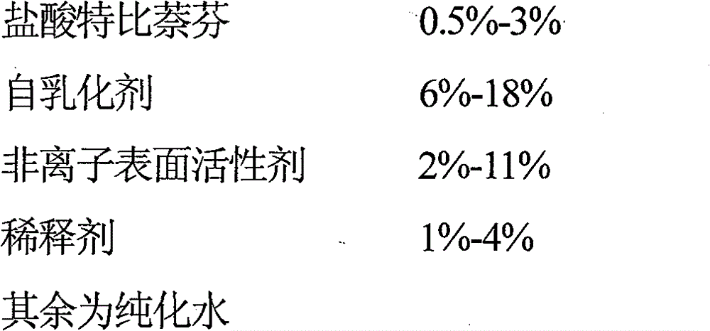 Terbinafine hydrochloride emulsifiable paste and preparation method thereof