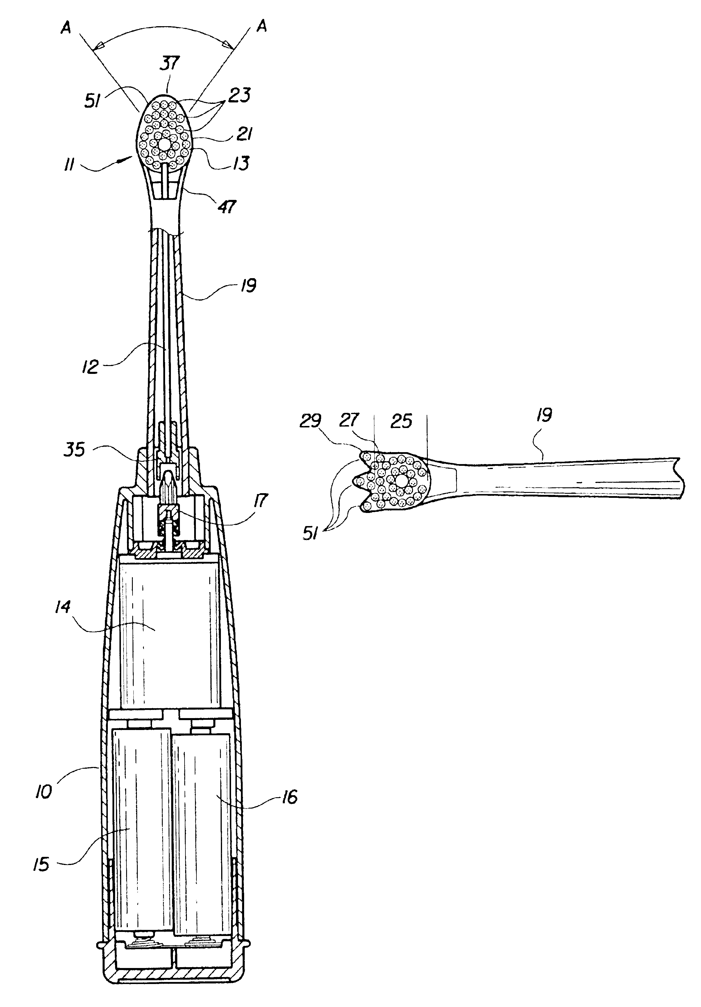 Brush section for an electric toothbrush