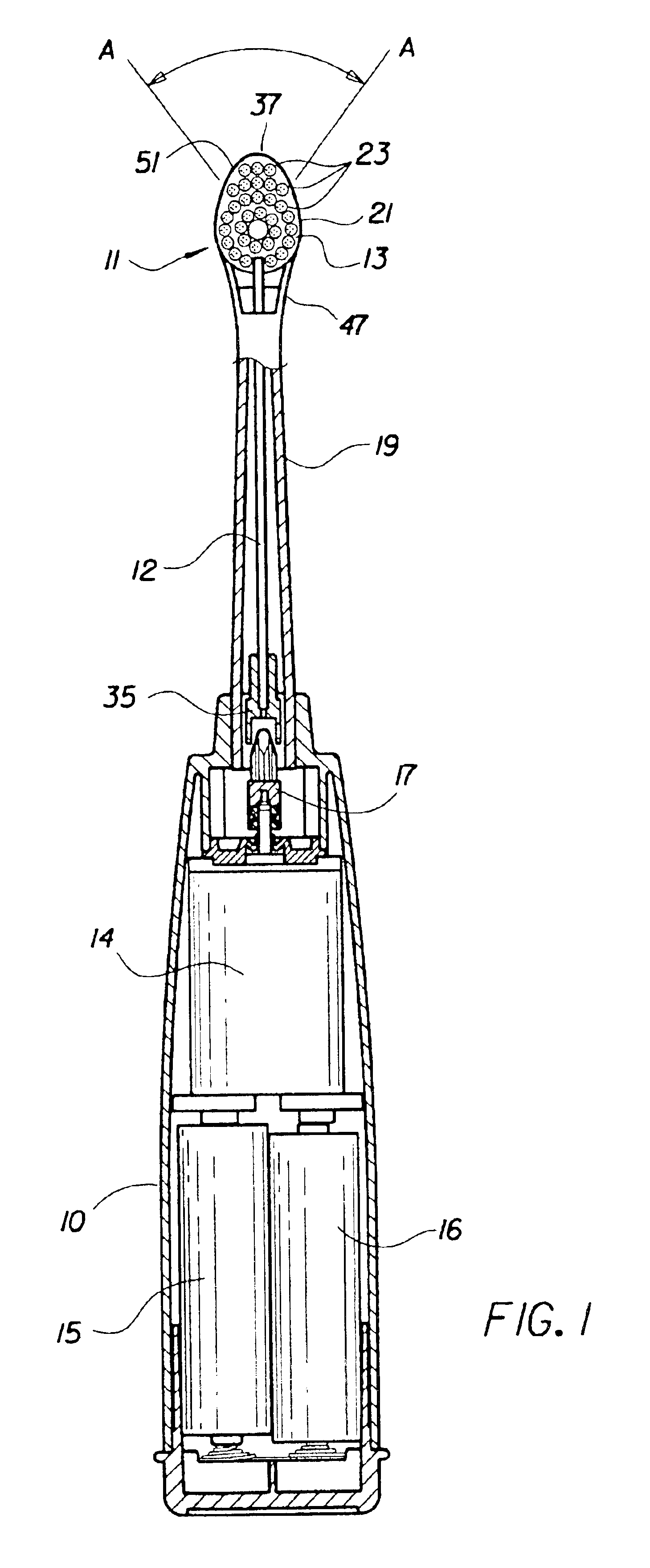 Brush section for an electric toothbrush