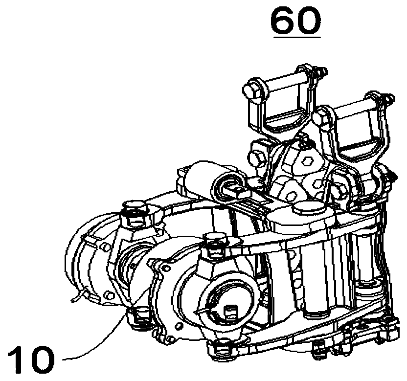 Yoke end assembly, transmission module, electromechanical braking device, braking clamp unit and rail vehicle