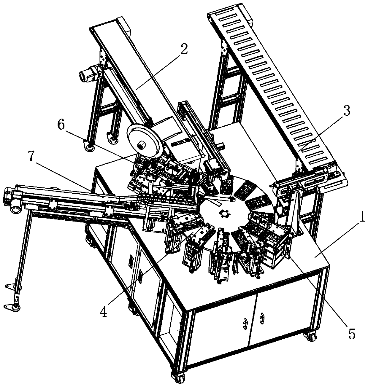 Efficient and environment-friendly paper bag handle-adhering machine capable of automatically feeding