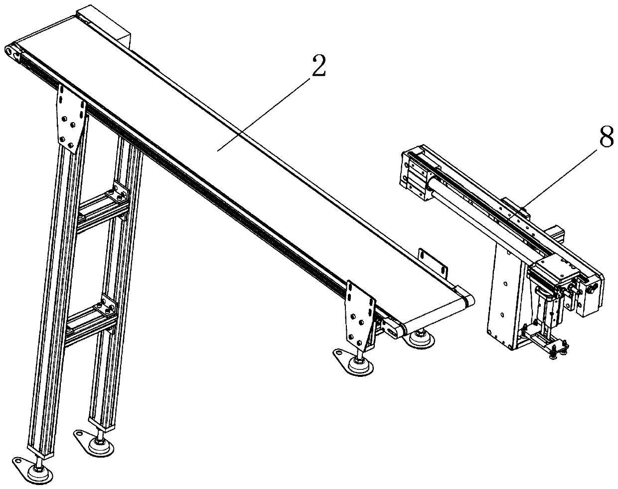 Efficient and environment-friendly paper bag handle-adhering machine capable of automatically feeding