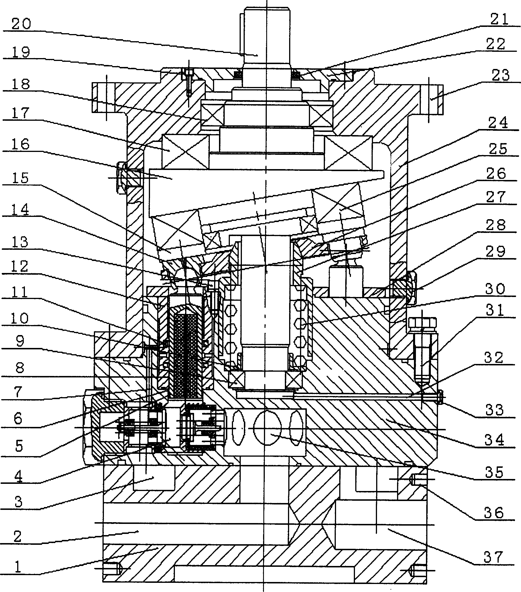 Radial valve orificing axial hydraulic pressure plunger pump