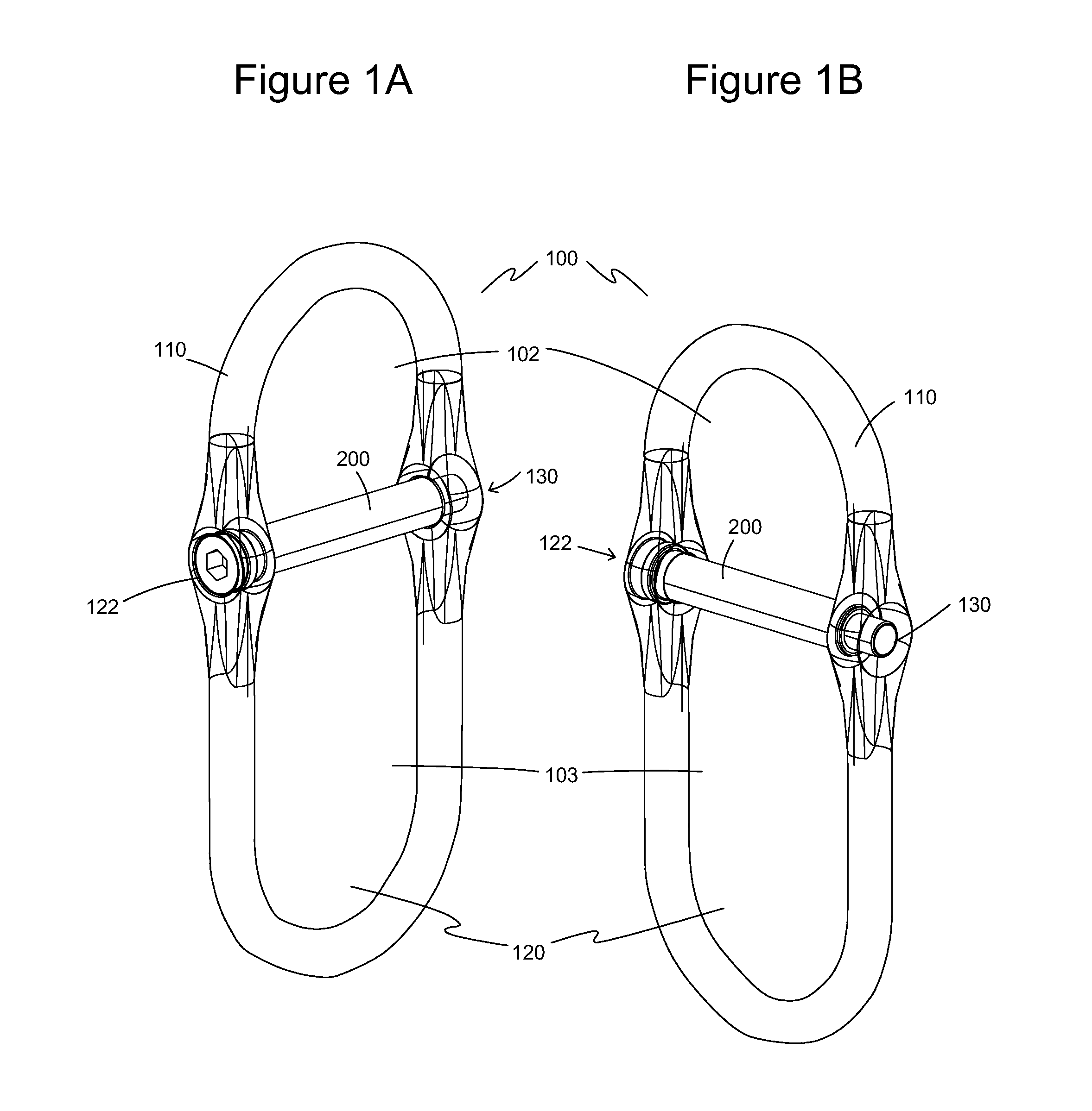 Shackle assembly with pin and retaining ring