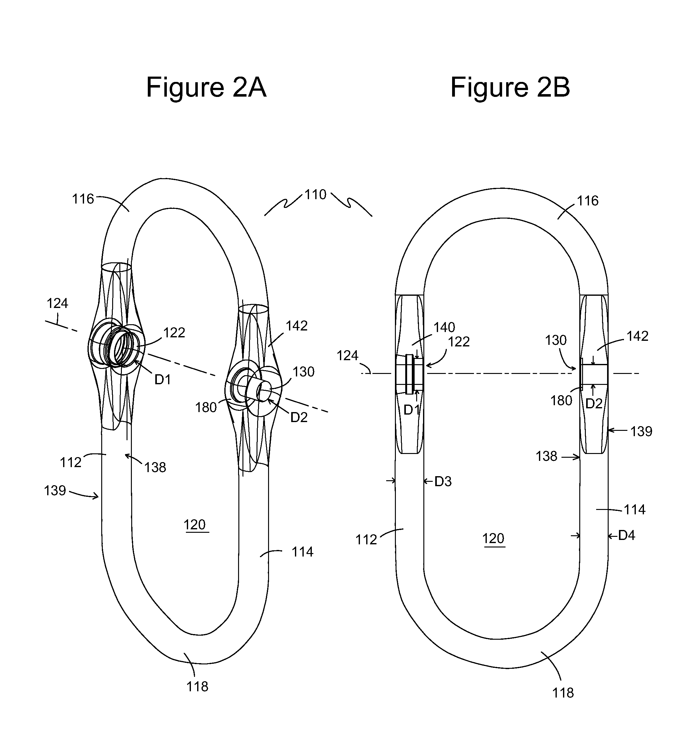 Shackle assembly with pin and retaining ring