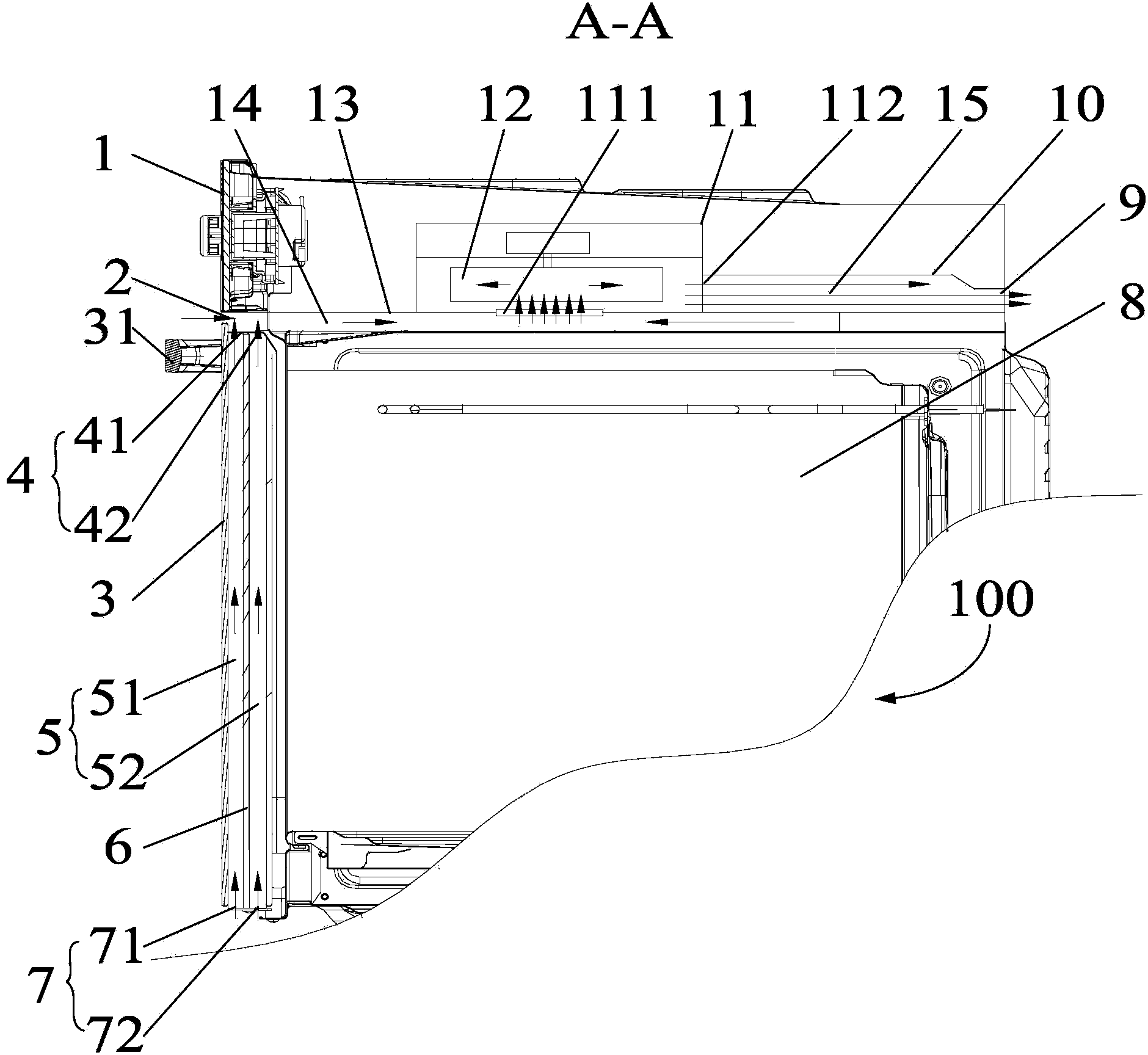 Heat dissipation system for oven and electric oven