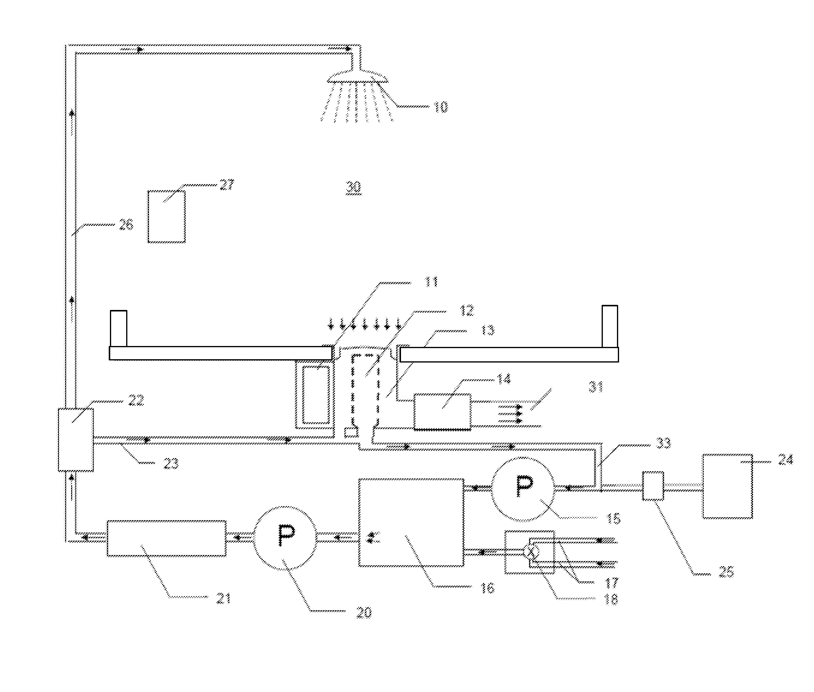 Domestic water recycling apparatus and fluid contamination detection system therefor