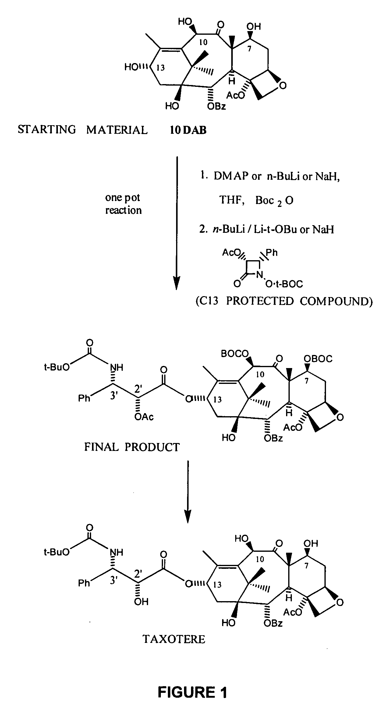 One pot synthesis of taxane derivatives and their conversion to paclitaxel and docetaxel