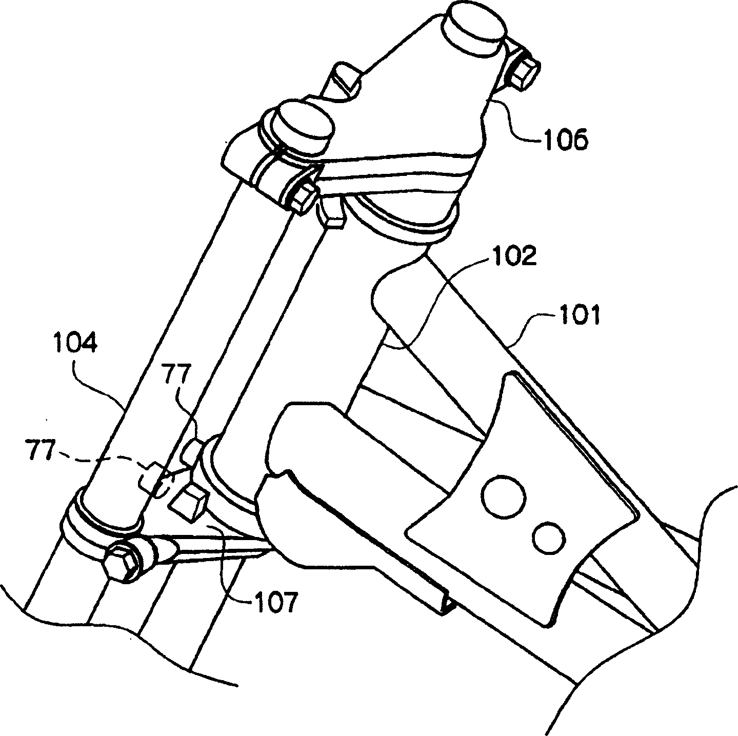 Mounting stucture of headlamp and sonsole of motor-bicycle