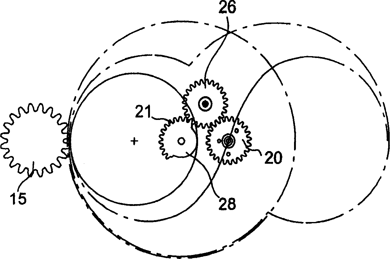 Moon phase display device, particularly for a timepiece