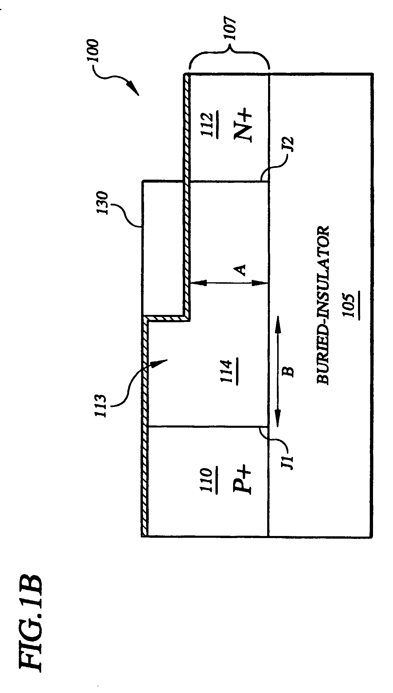 Insulated-gate semiconductor device and approach involving junction-induced intermediate region