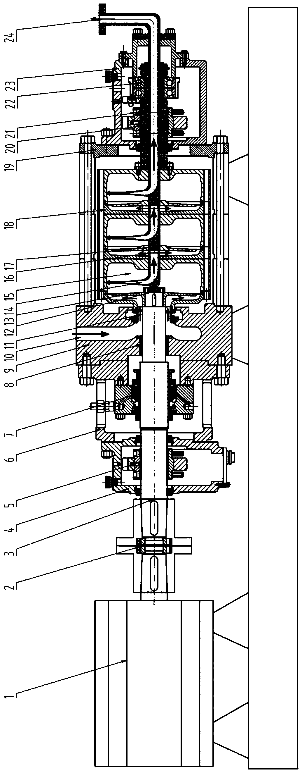 Small-flow and high-lift efficient multi-stage rotary shell centrifugal pump