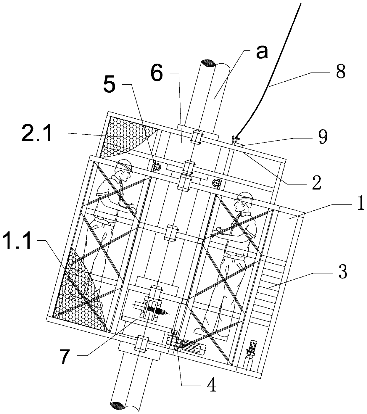 Parallel steel wire stay cable manned maintenance trolley