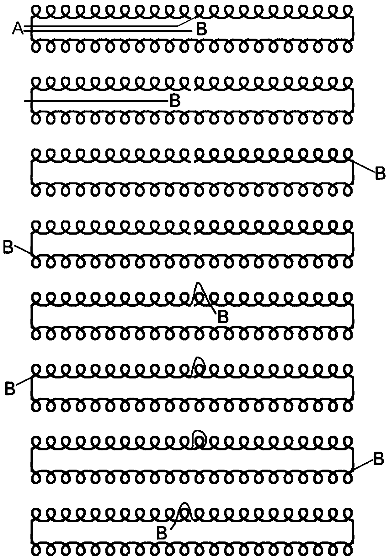 Kitting method for preventing dislocation of fully fashion stripe pattern