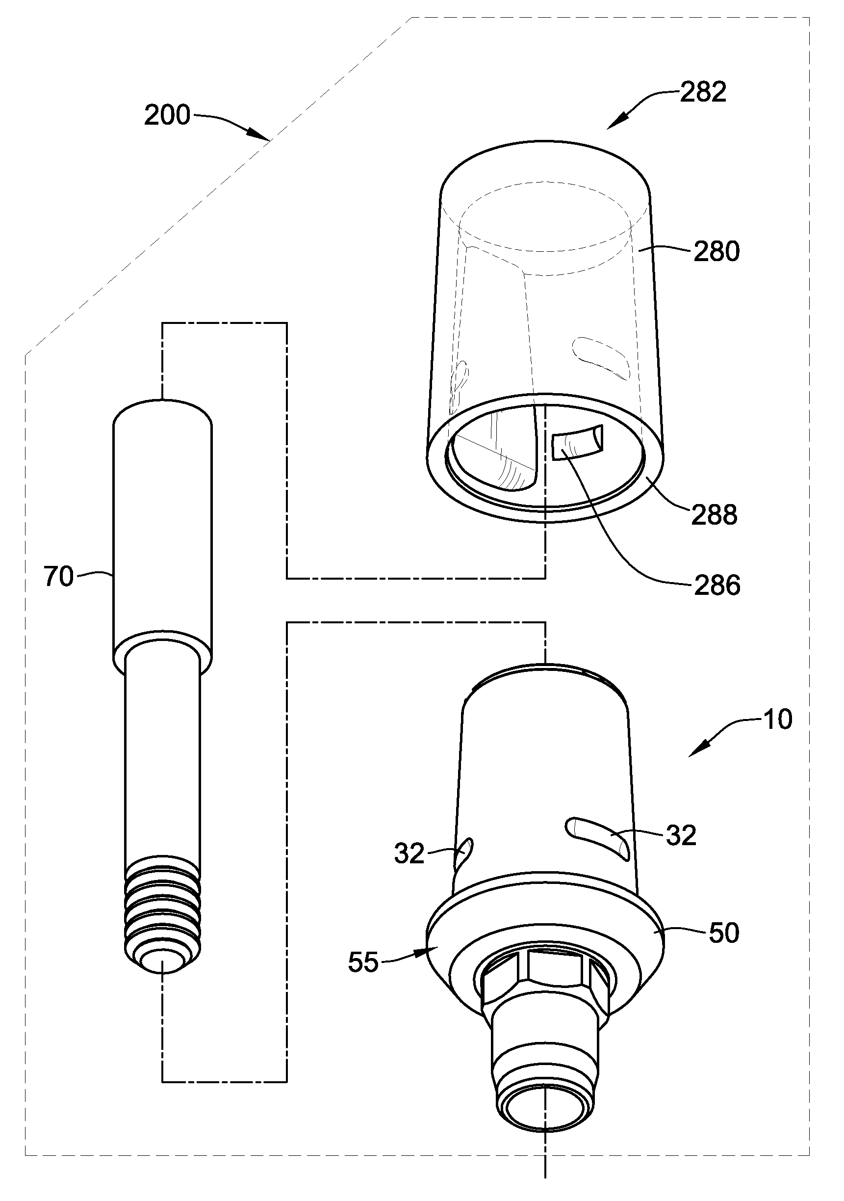 Temporary abutment with combination of scanning features and provisionalization features