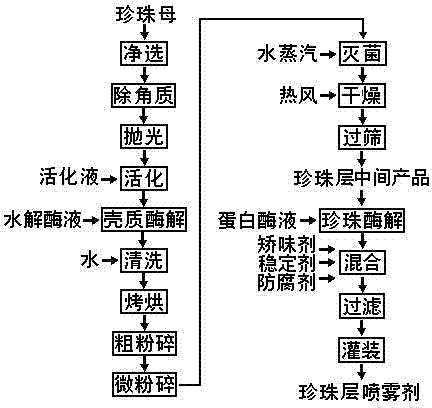 Preparation method of mother-of-pearl inner-layer powder spray