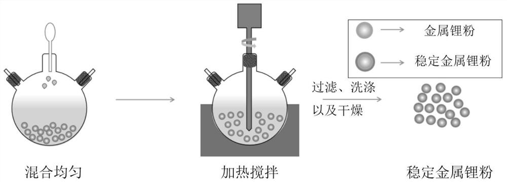 Stable metal lithium powder and preparation method and application thereof