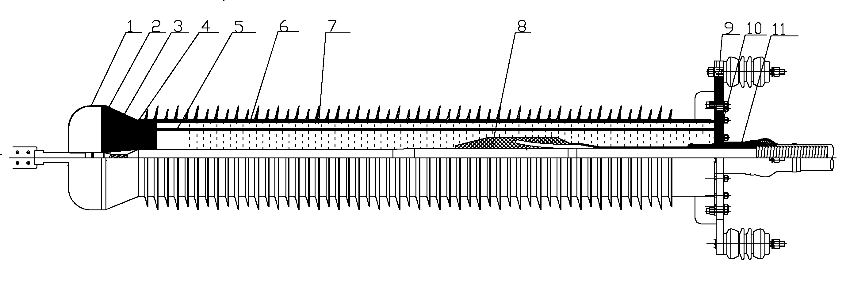 High-voltage direct-current cable terminal using shielding cylinder