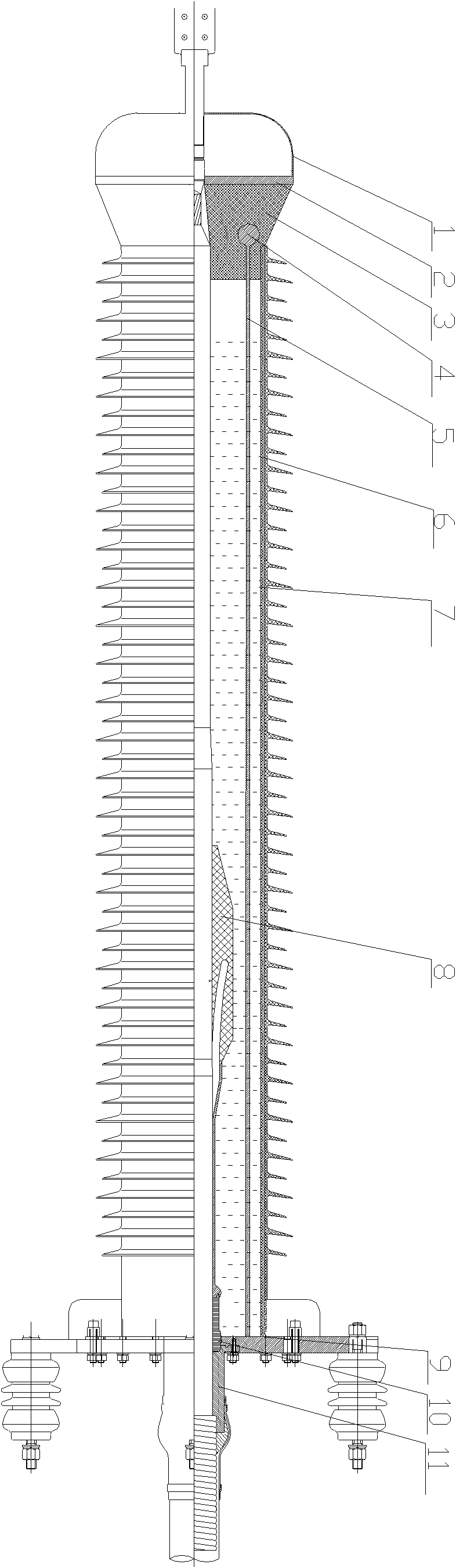 High-voltage direct-current cable terminal using shielding cylinder