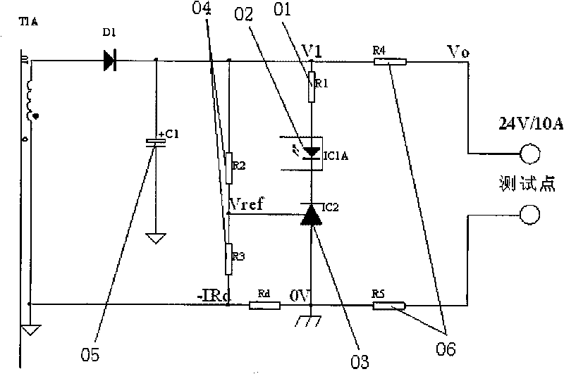 Voltage-drop compensation method for power output lines and switch power supply