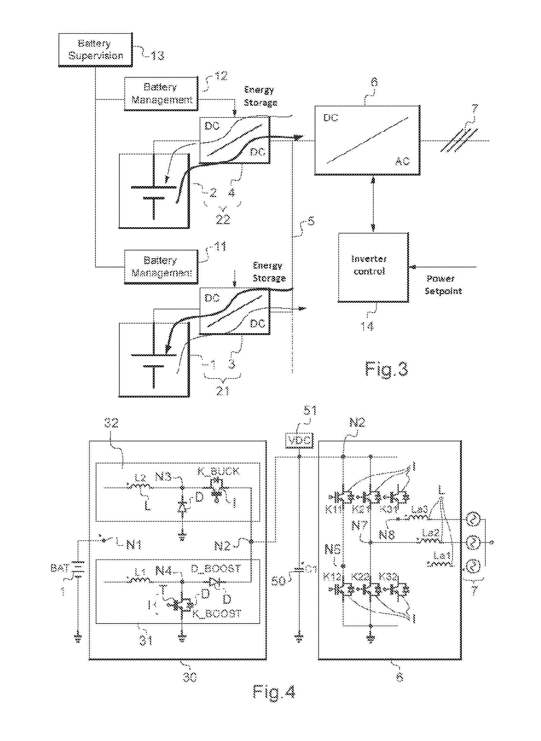 Electric energy storage system comprising an inverter