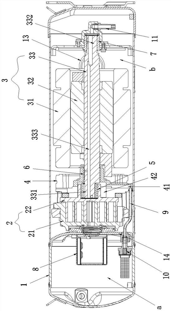 Differential pressure oil supply structure of horizontal scroll compressor